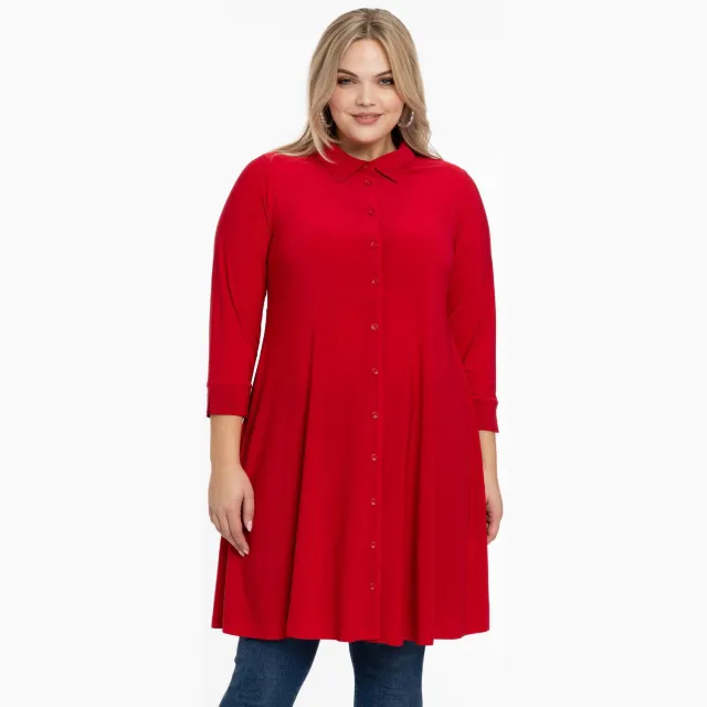 Yoek blousejurk rood