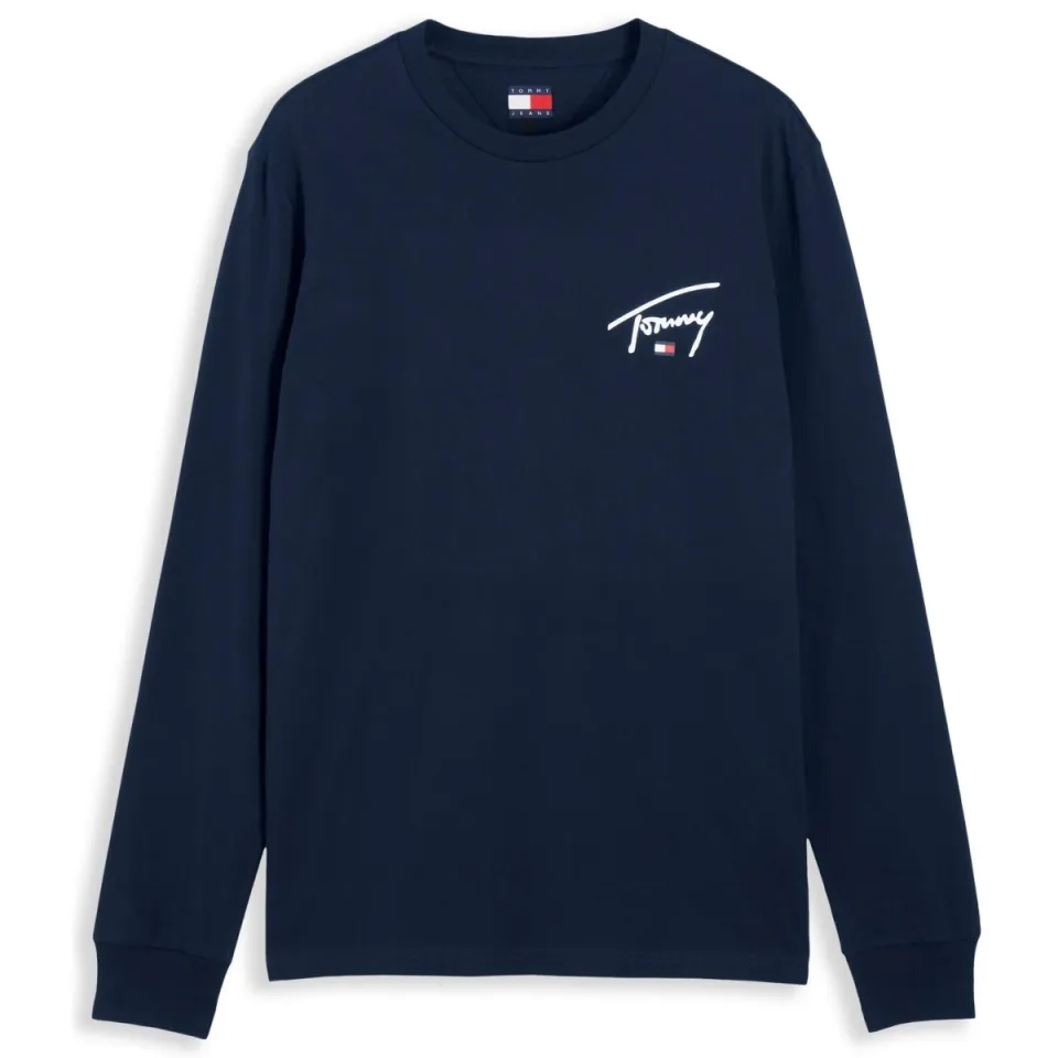 Tommy Jeans regular fit longsleeve met logo - donkerblauw, foto 2