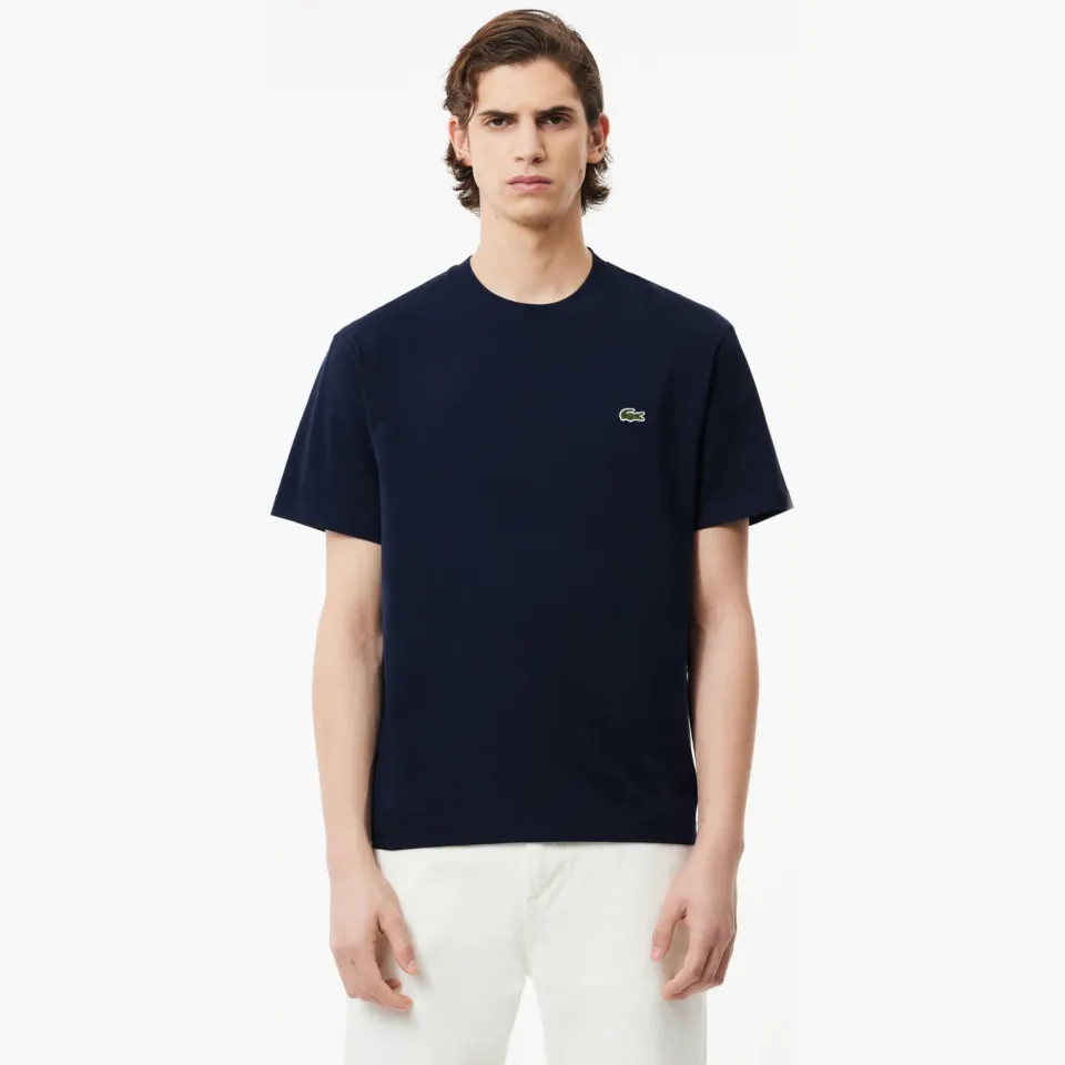 Lacoste T-shirt met logodetail, model 'BASIC ON' Navy Blue