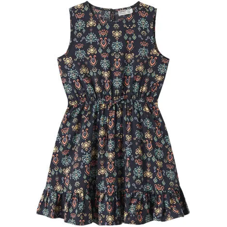NAME IT NKFVINAYA midi jurk donkerblauw met print Donkerblauw/multicolor