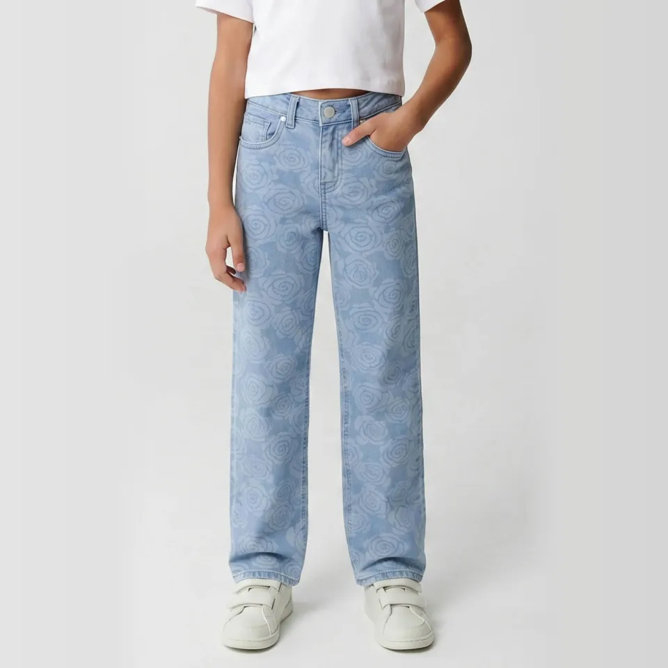 Cars gebloemde loose fit jeans light blue denim, foto 3