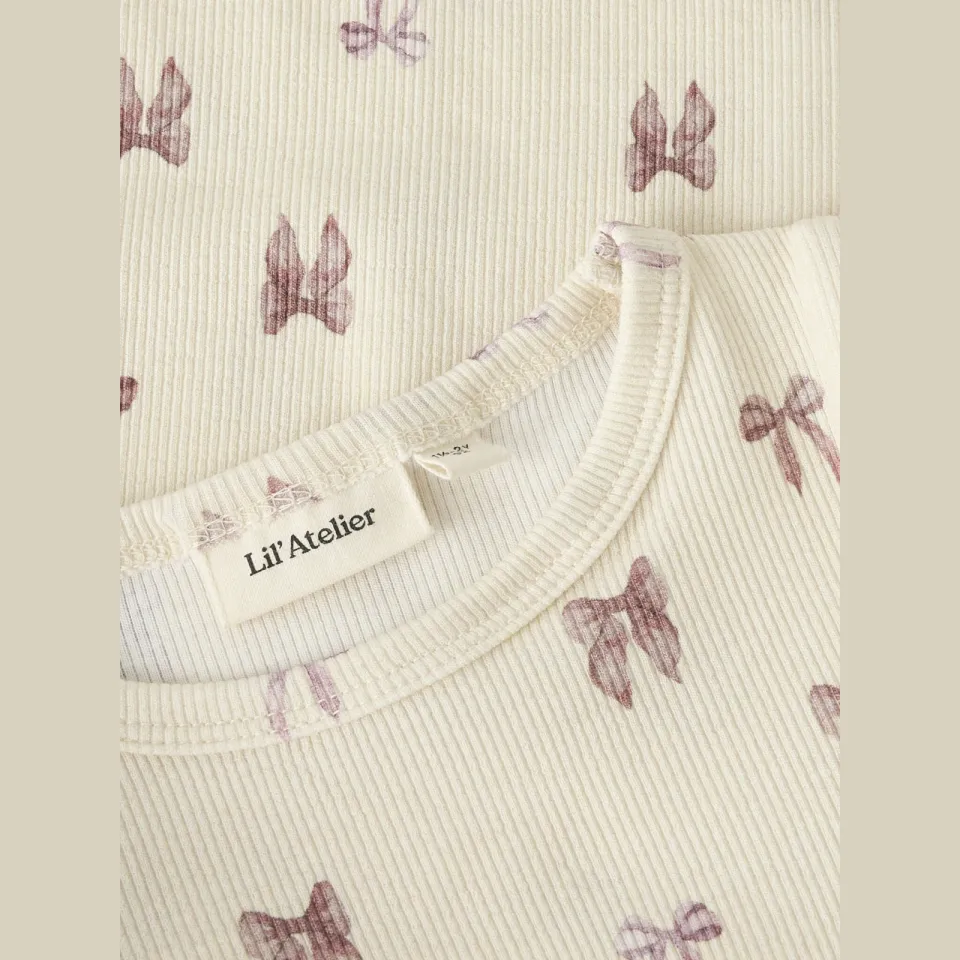 Lil' Atelier MINI FEM KNIT OCO longsleeve met ruches ecru, foto 5