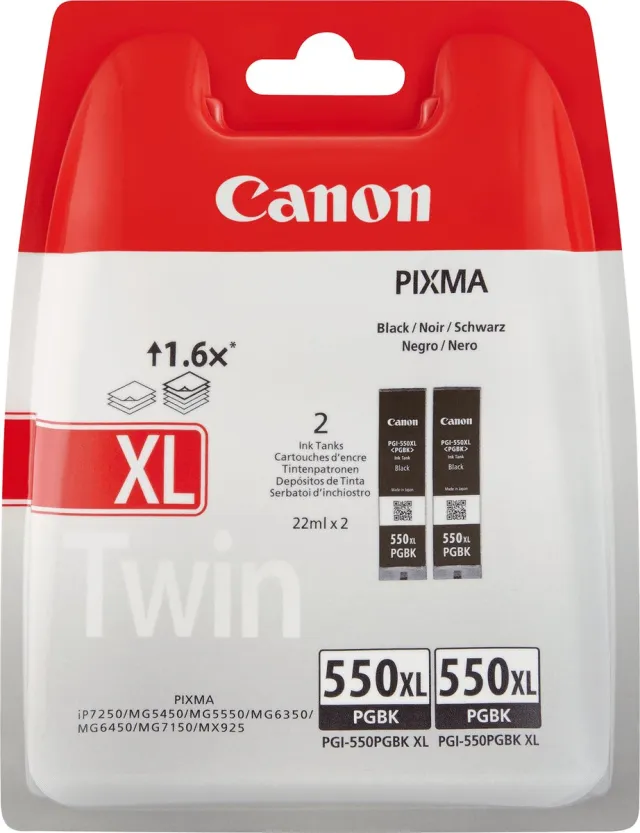 Canon PGI-550XL Twinpack Blistered 2x Zwart