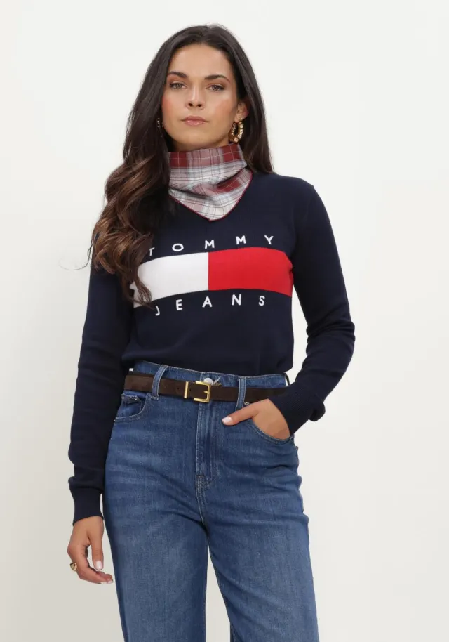 Tommy Jeans Dames Truien & Vesten Tjw Flag Crew Neck Sweater Ext - Donkerblauw