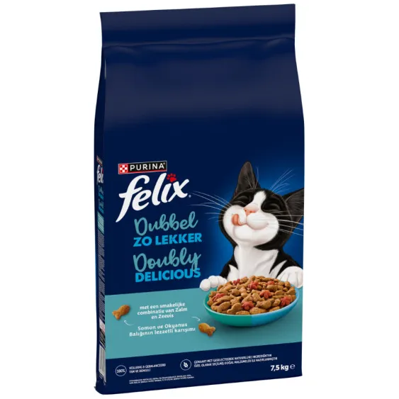 Felix Dubbel Zo Lekker Adult zalm en zeevis kattenvoer droog