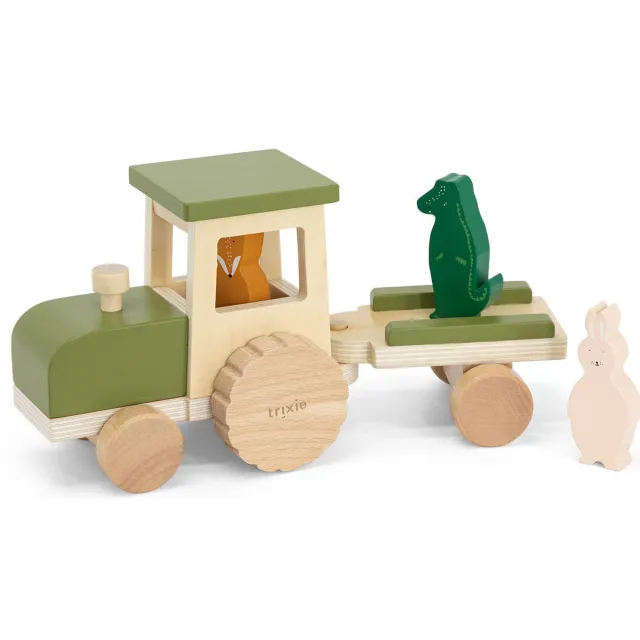 Trixie tractor met aanhangwagen groen