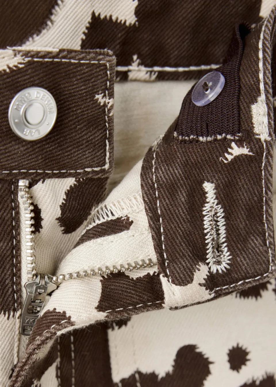 Mango Kids wide leg jeans met koeienprint bruin/wit, foto 6