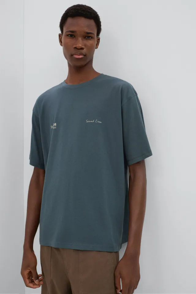 Mango TEEN T-shirt met backprint grijsblauw, foto 2