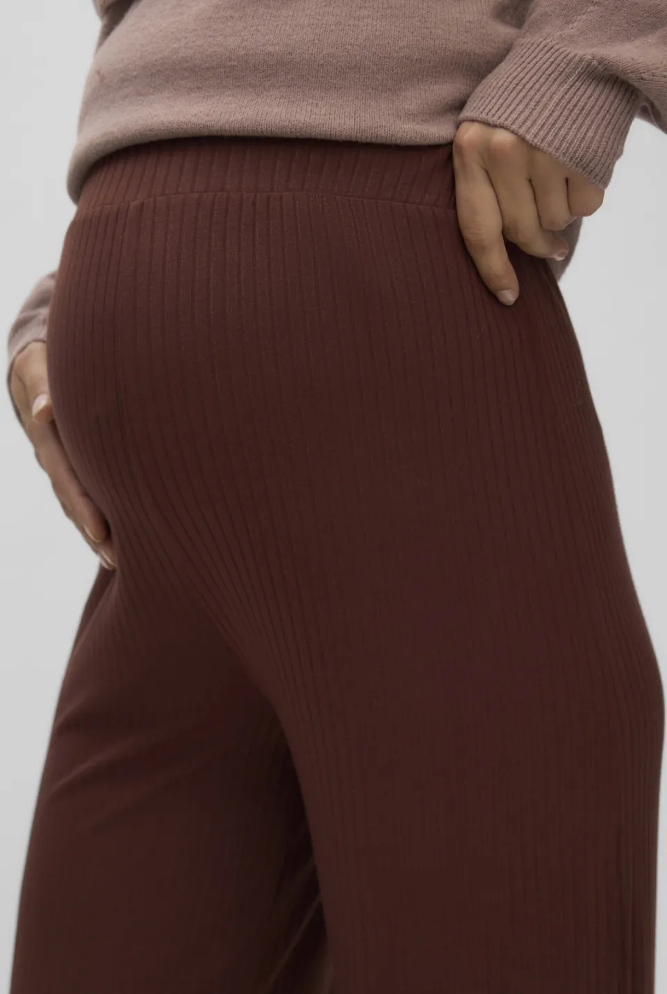 Mamalicious wide leg zwangerschapsbroek bruin, foto 2