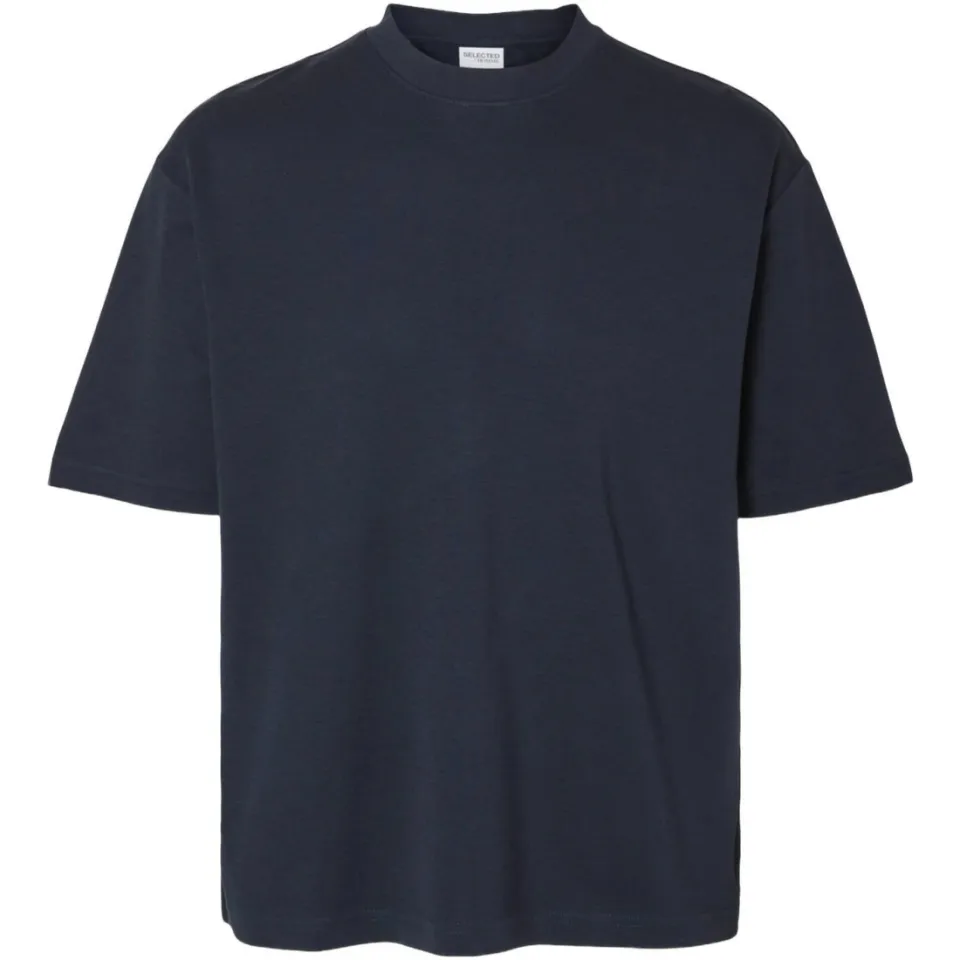 Selected loose fit T-shirt SLHLOOSEOSCAR donkerblauw, foto 2
