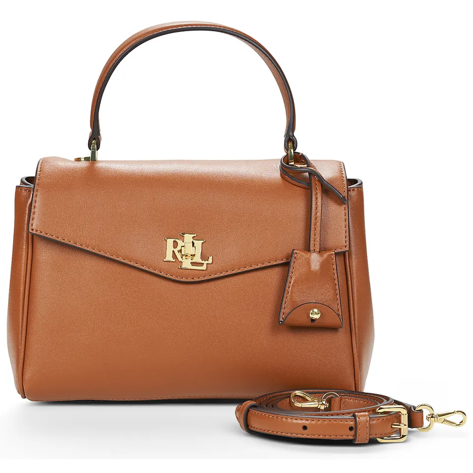 Lauren Ralph Lauren Farrah soft satchel small handtas bruin