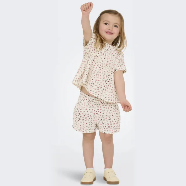 Only Mini gebloemde casual short ecru, foto 2