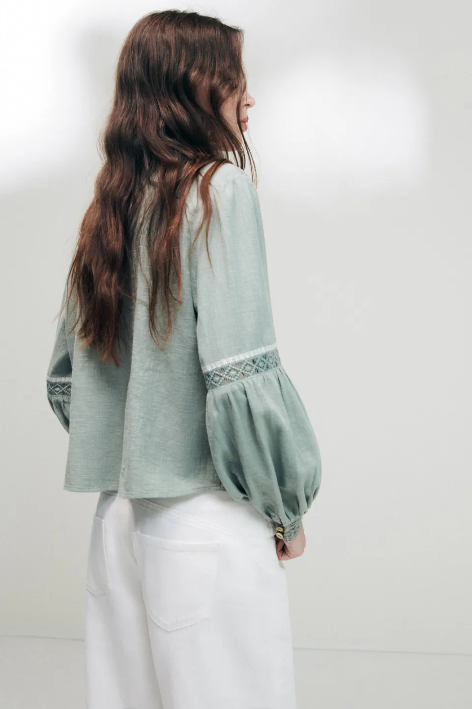 Mango Teen blouse met borduursels groen, foto 5