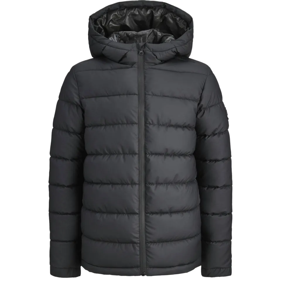 Jack & Jones Junior gewatteerde winterjas zwart met capuchon, foto 2