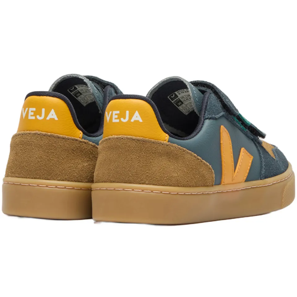 Veja Small V-10 leren sneakers - blauw/geel, foto 2