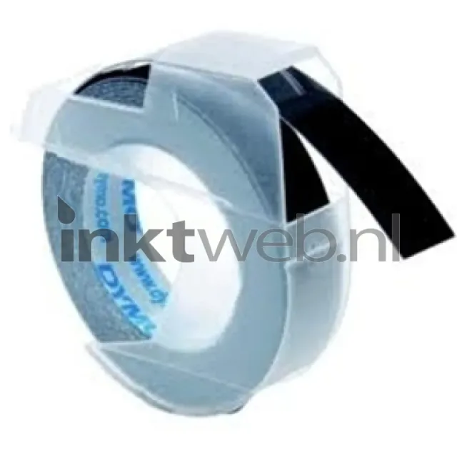 Reliëftape dymo embossing plastic 9mm wit op Zwart