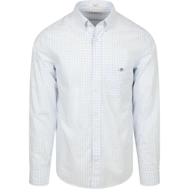 Gant Overhemd Lange Mouw Gant Overhemd Gingham Poplin College Lichtblauw