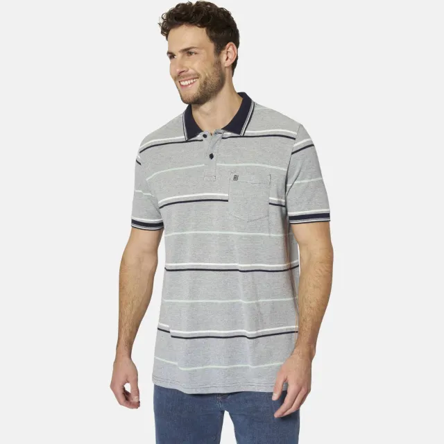 Babista regular fit gestreepte polo Plus Size - grijs