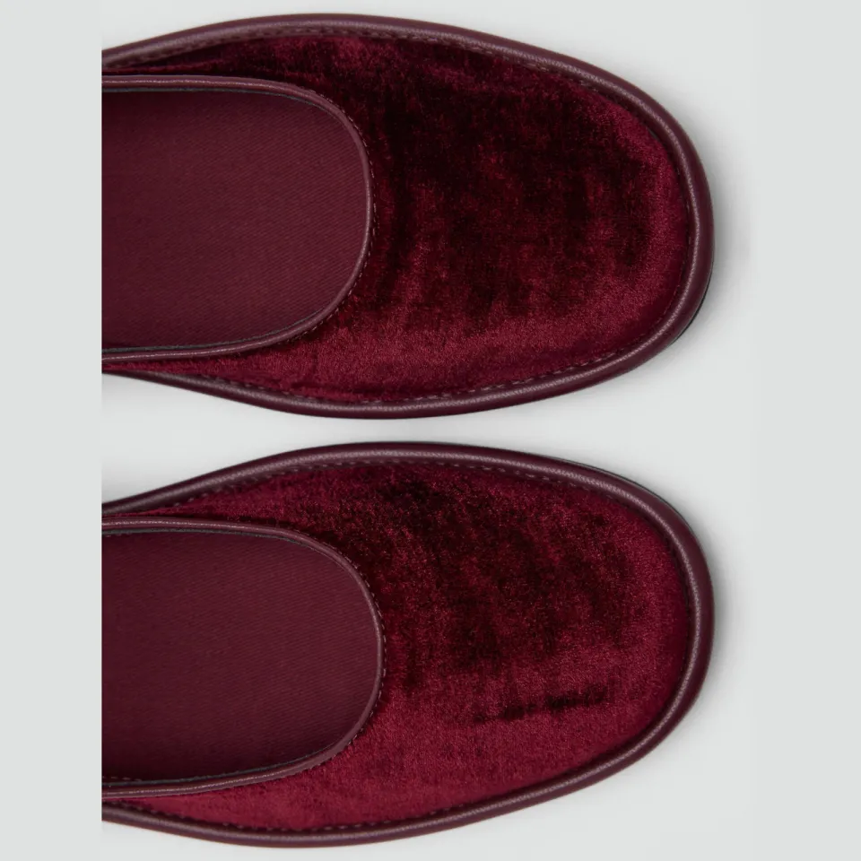 Mango TEEN fluwelen ballerina's - donkerrood, foto 2
