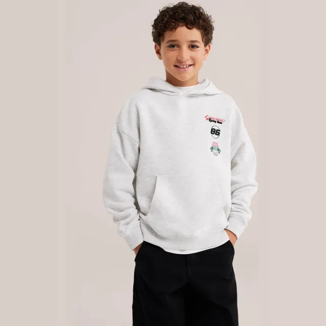 WE Fashion Bad Boys sweater met backprint - lichtgrijs