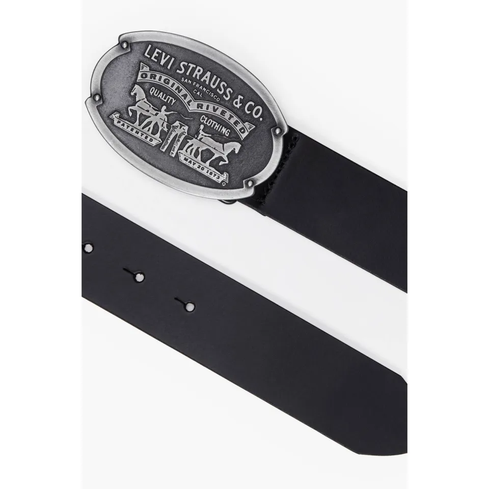Levi's leren riem Billy Plaque zwart, foto 2