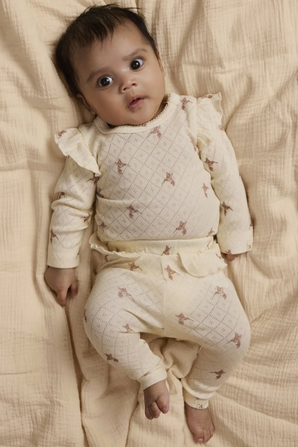 Lil' Atelier baby rompertje ecru Ecru/bruin