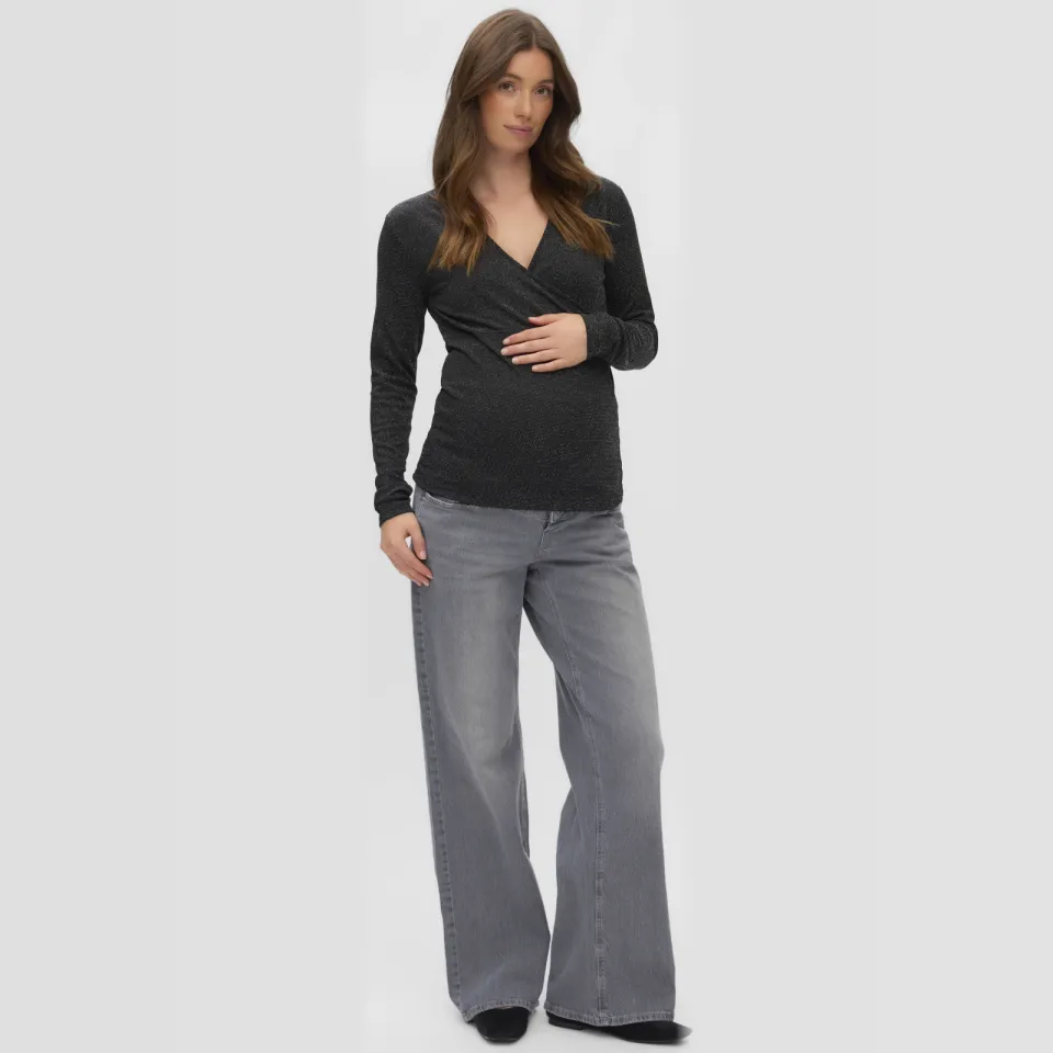 Mamalicious MLMINDY zwangerschapstop met glitters zwart