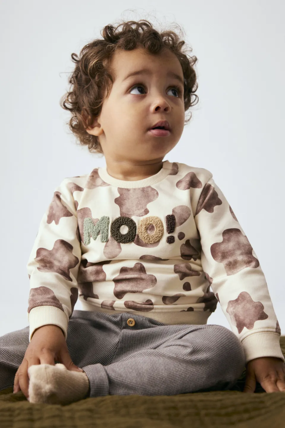 NAME IT BABY regular fit sweater met dierenprint - ecru Ecru/bruin