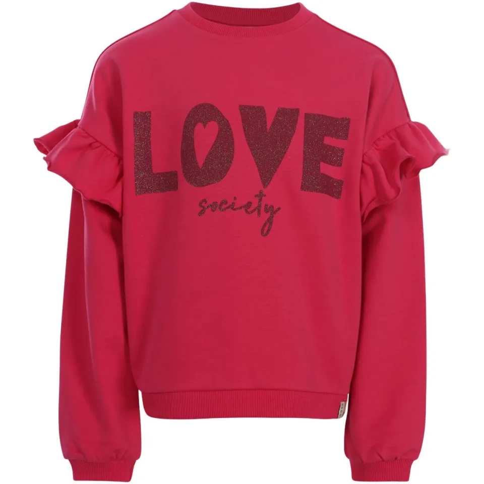 LOOXS little rechtvallende sweater met ruches - fuchsia, foto 2