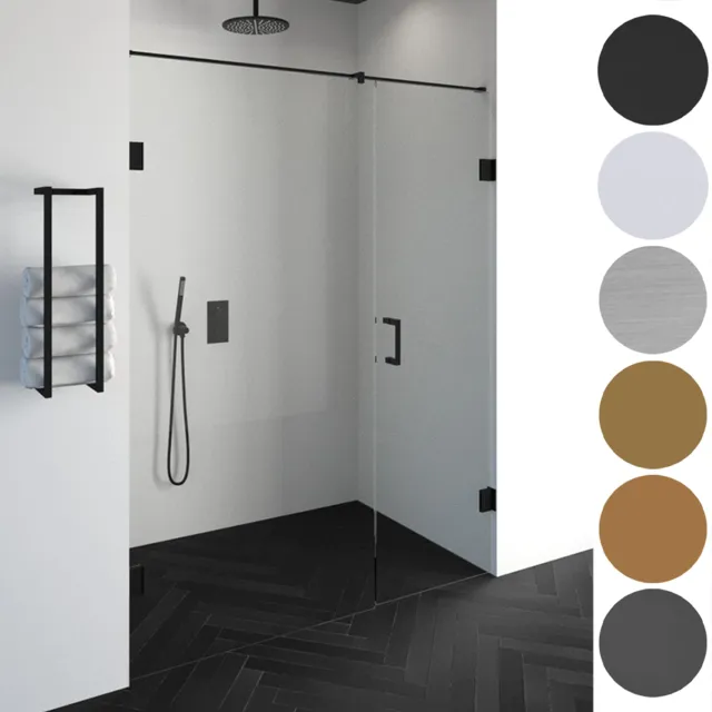 Sanitop BRAUER Void nisdeur 2-delig helder glas 130x200 omkeerbaar met draaideur 60 aan muur incl. glascoating PVD goud