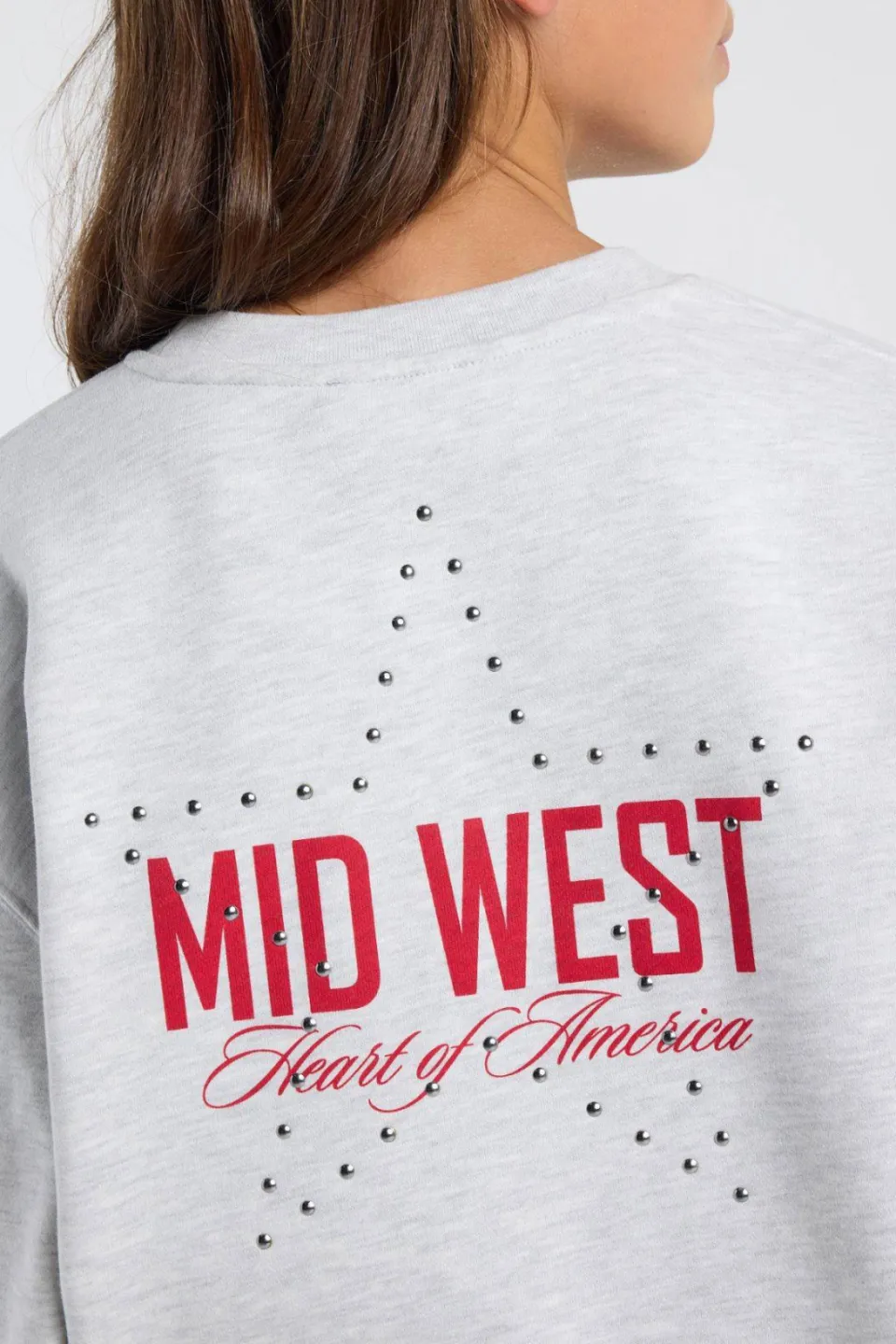 America Today sweater met studs en backprint - grijs, foto 7