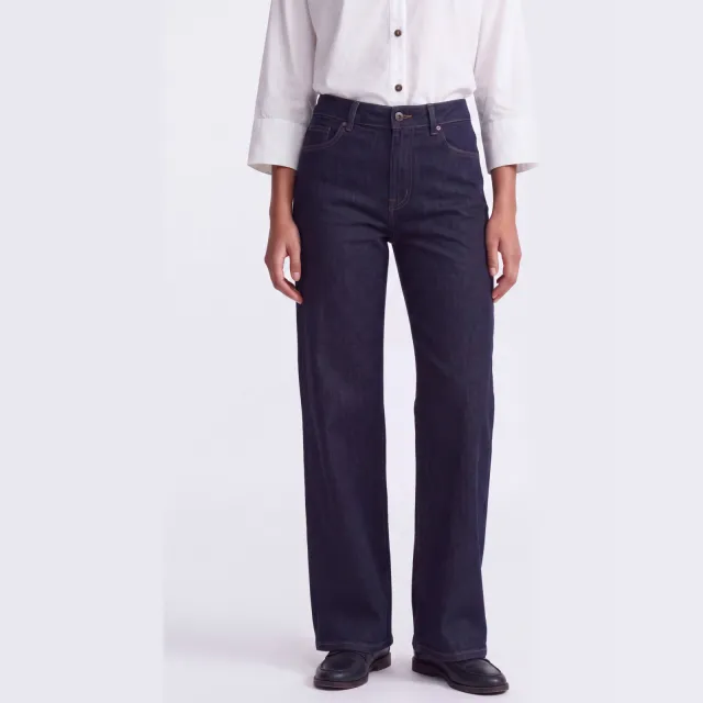 Only high waist wide leg jeans dark blue denim, foto 4