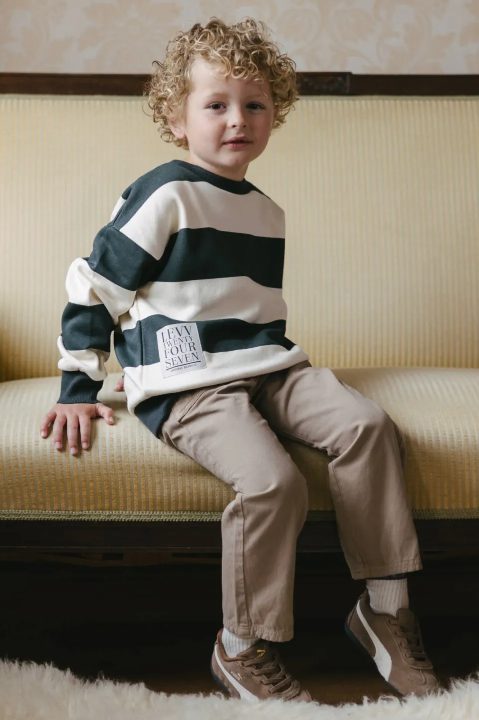 Levv gestreepte sweater - zwart/ecru