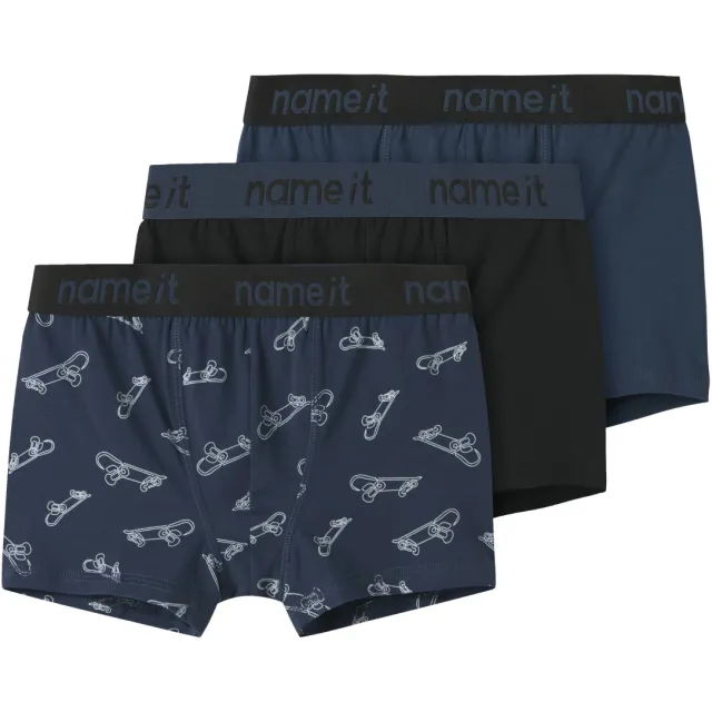 NAME IT boxershorts set van 3 donkerblauw zwart, foto 2