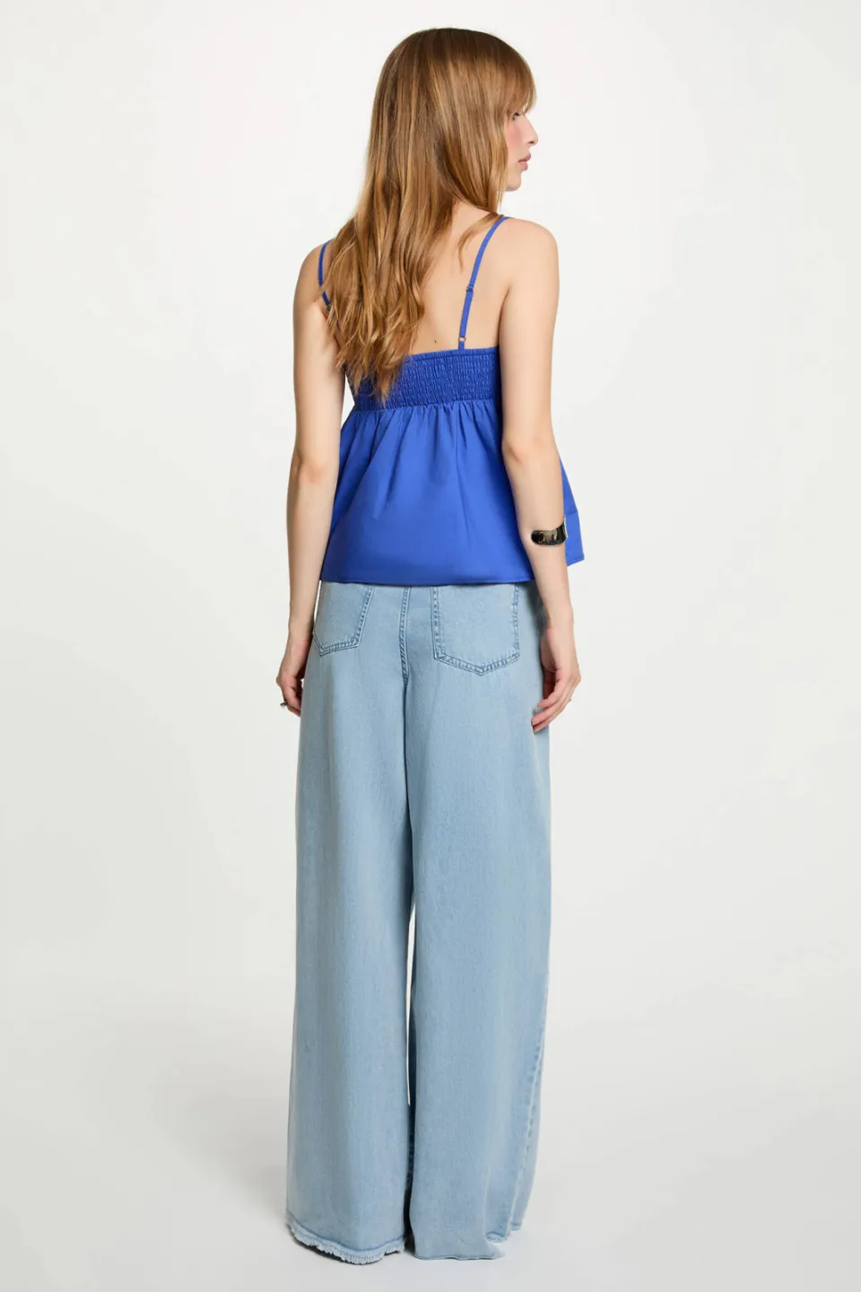 Morgan high waist wide leg jeans met ceintuur - lichtblauw, foto 3