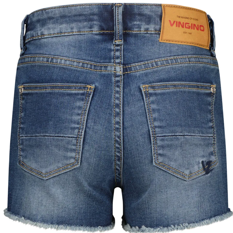 Vingino regular high waist jeansshort medium blue denim, foto 3