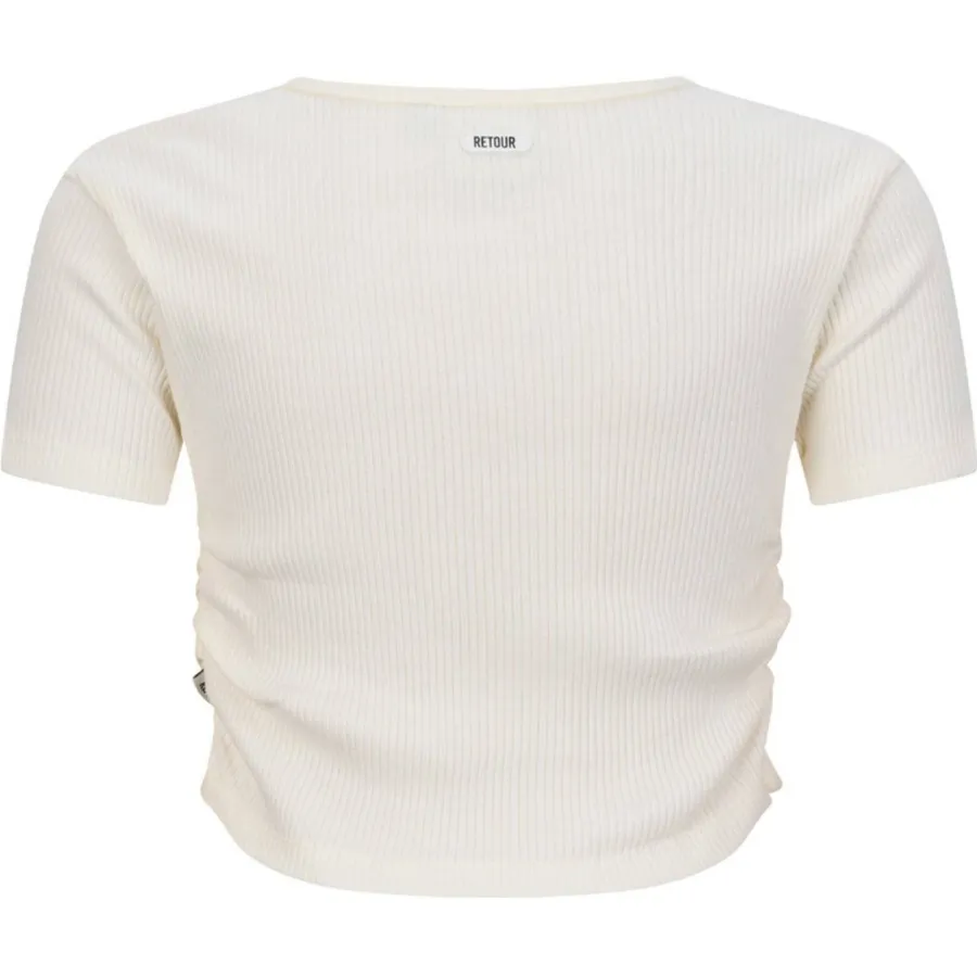 Retour Jeans T-shirt wit rib gebreid, foto 4