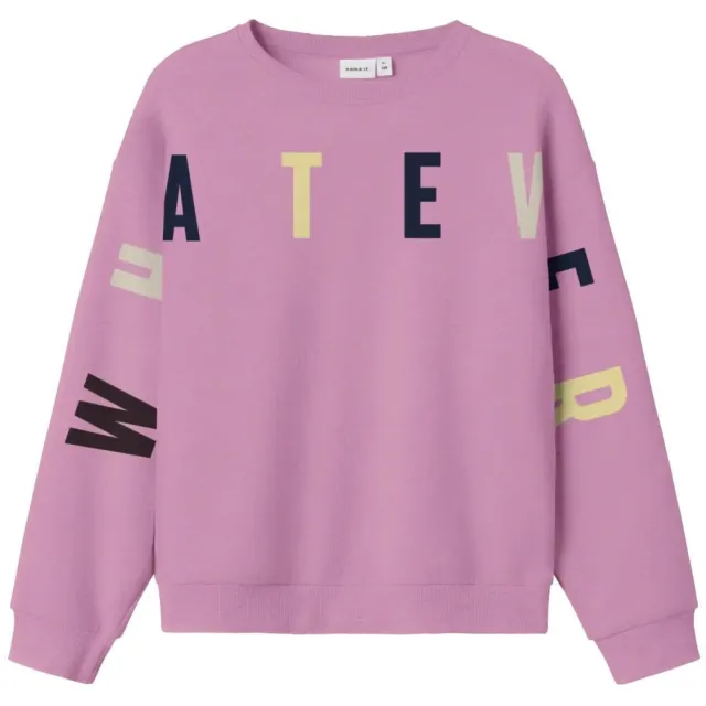 NAME IT KIDS sweater met tekst - roze