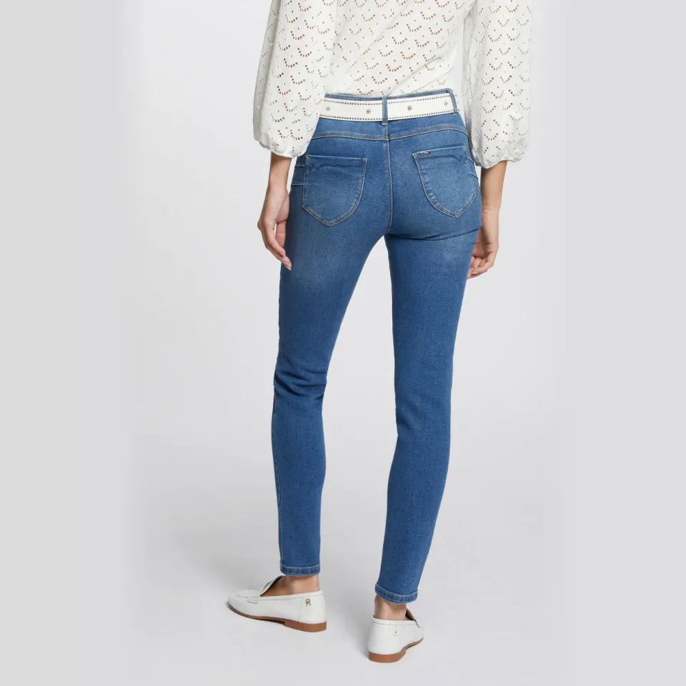 Morgan skinny jeans medium blue denim, foto 4