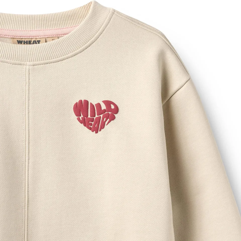 Wheat rechtvallende sweater met backprint - ecru/roze, foto 5