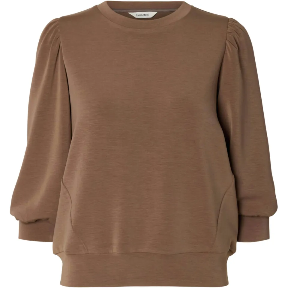 Selected Women oversized trui met plooien - bruin, foto 2