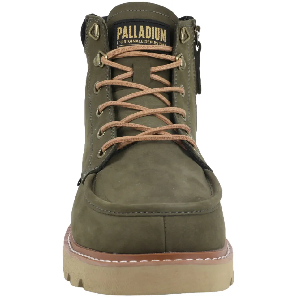 Palladium Trooperlite Grit Zip leren veterboots met profielzool - olijfgroen, foto 4