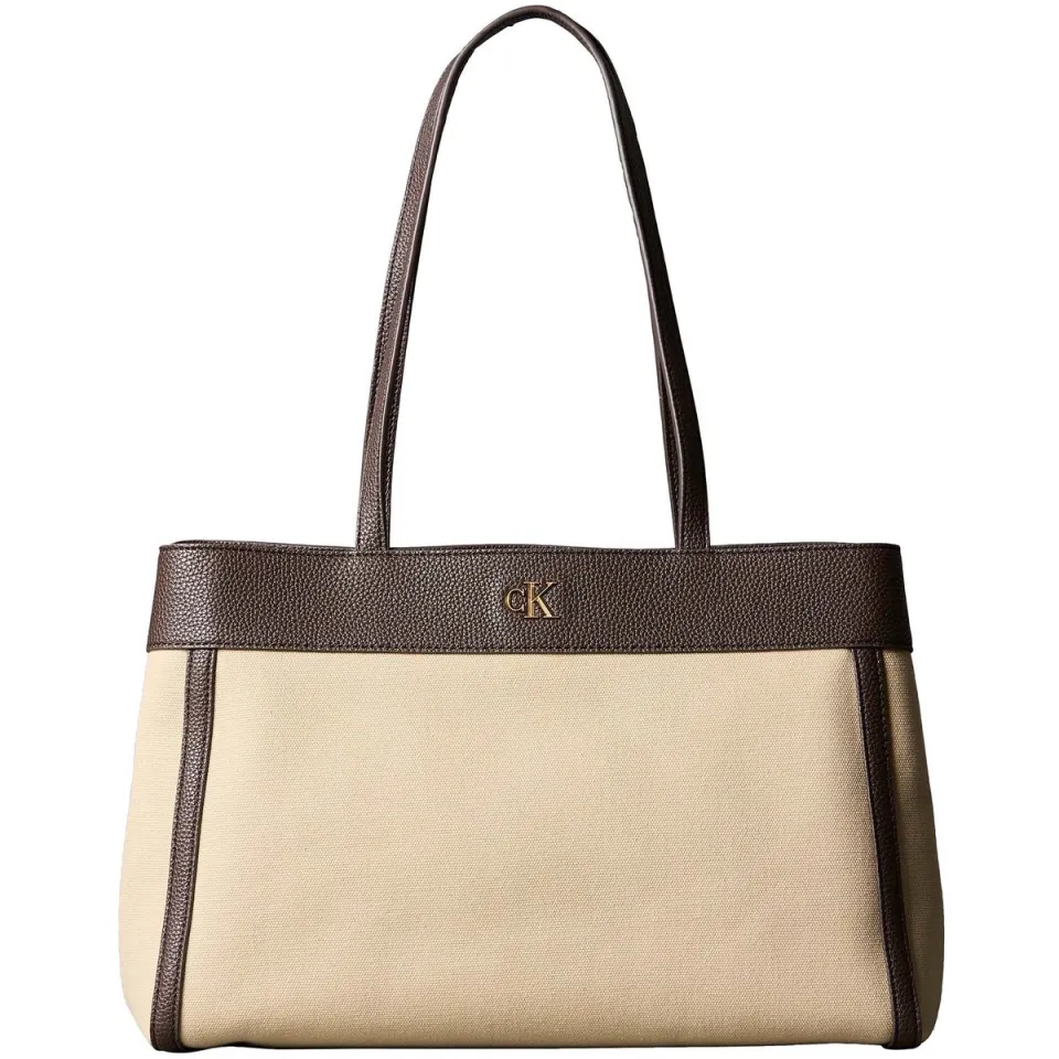 Calvin Klein Ck Canvas Medium Tote shopper beige, foto 3