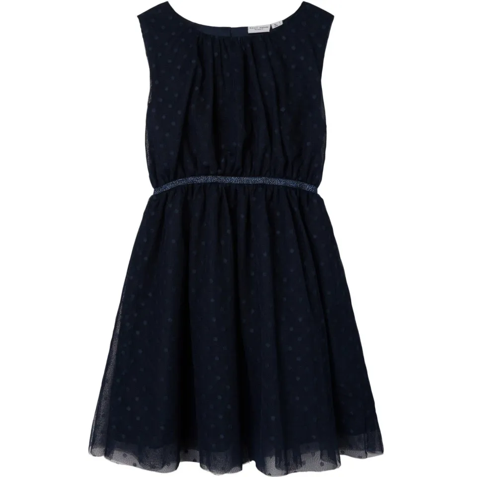 NAME IT semi-transparante korte jurk met print donkerblauw, foto 3