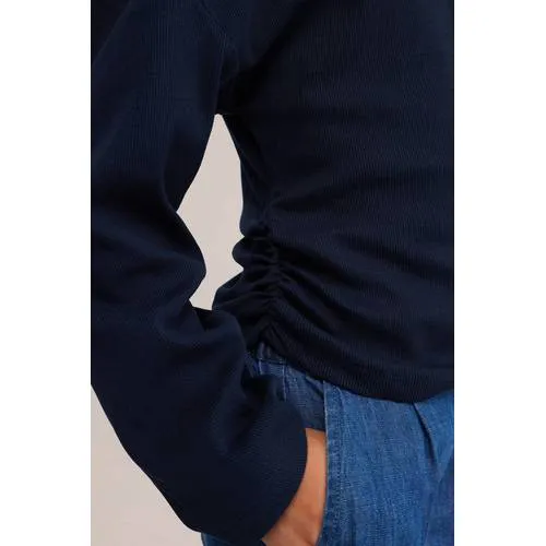 WE Fashion gebreide top marineblauw, foto 4