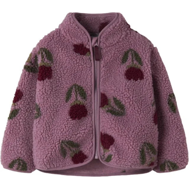 NAME IT MINI teddy gebloemde jas - donkerroze