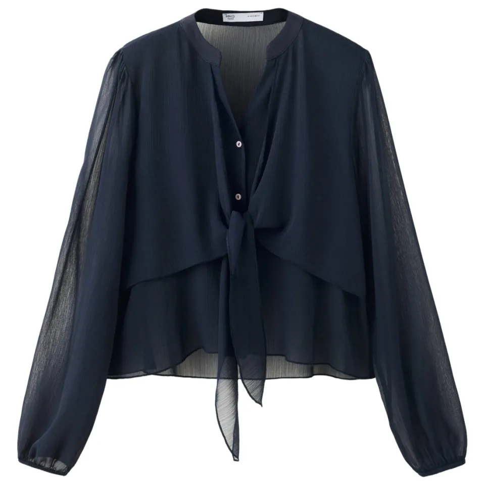 Mango Teen semi-transparante blousetop donkerblauw, foto 2