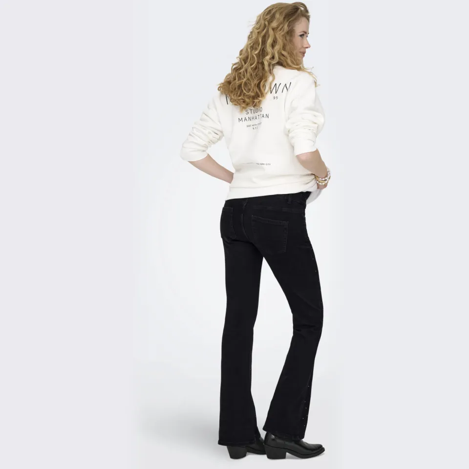 Only MATERNITY high waist zwangerschaps flared jeans black denim met glitter, foto 4