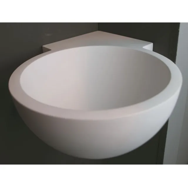 Luca Hoekfontein Luca Sanitair Rond 28x28x12cm Solid Surface Mat Wit (met voorbewerkt kraangat)