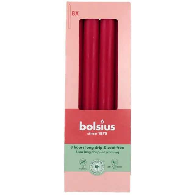 Bolsius dinerkaarsen delicate red 23 cm